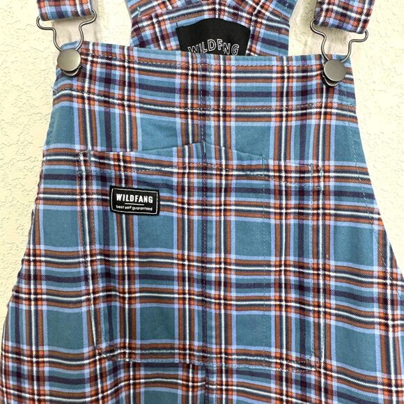Wildfang Overalls Womens Small Blue Plaid The Essential Overall Stretch WL5400 - Picture 6 of 10